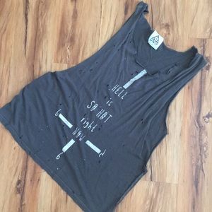 UNIF Hell ISHRN Distressed Muscle Tank Top S